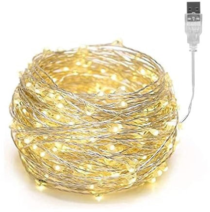 Gresonic Fairy Lights USB 120LED Warm White Micro Copper Wire String Lights Waterproof Low Voltage Indoor Outdoor Decorations for Garden, Wall, Bedroom, Tree, Wedding (Warm White, 120LED USB)