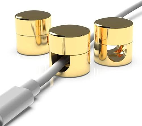 Cable Anchors 5Color for Desk Organization Gun Metal Premium Aluminum Cord Organizers Charger Cable Management Clips for Home Office Stylish, Sturdy, Functional | (3 pc) (Gold)