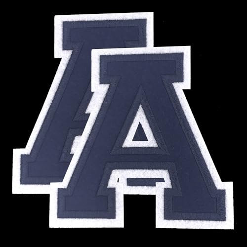 Large Iron on Letter Patches for Clothing Jeysey Backpacks Clothes Jacket 4.5 Big Navy Blue A Embroidered Felt Letters Appliques Monogram Sew on/Heat Transfer Fabric Patch