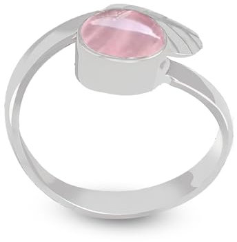 Bague en Rose Quartz avec feuille de créateur réglable en argent sterling 925 pour femme et fille, cadeau d'anniversaire