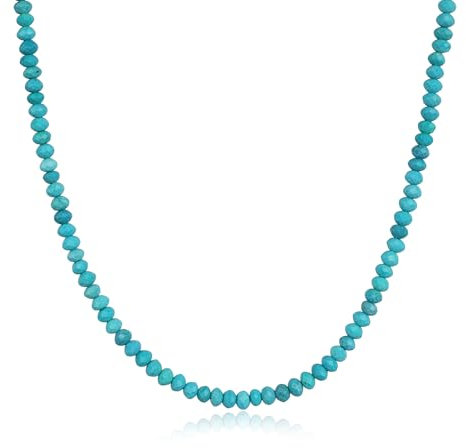 GAVU Herren Perlenkette aus blaugrüner Türkis Edelstein Halskette für Männer 60cm