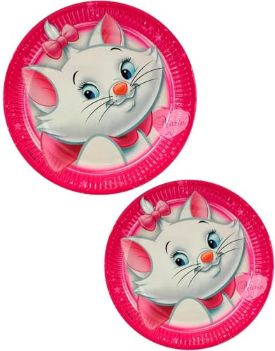 Disney Marie Aristogatti 8 Piatti Carta 23 cm + 8 Piatti 20 cm per Festa Compleanno Party