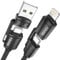 RAVIAD Multi Charger Cable 2M, 4 in 1 3A USB Fast Charging Cord 60W PD Multi Charging Cable USB C/USB A to Lightning, USB C/USB A to USB C for iPhone 16/15, Android Galaxy S24/S23, LG - Black
