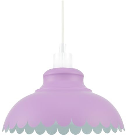 Industrial and Modern Wavy Petal Designed Soft Lilac Metal Ceiling Pendant Lighting Shade | 11w | 30cm x 17cm by Happy Homewares