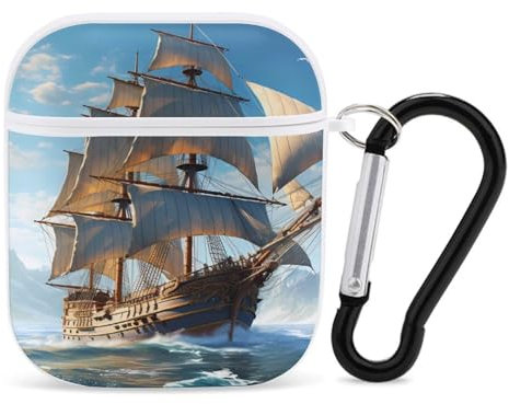 Boats Ship Seascape Earphone Case PC Bluetooth Headphone Case Compatible with Airpods 1/Airpods 2 White-style