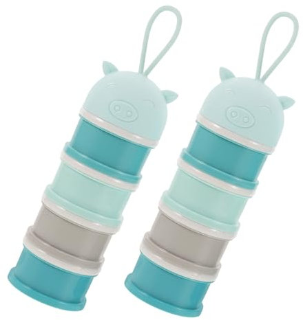 Warmhm 2stücke Milchpulverbehälter Stapelbar Mit Spender Für Unterwegs Separate Fächer Zum Aufbewahren Von Nahrung Lebensmittelechter Kunststoff Für Junge Mädchen