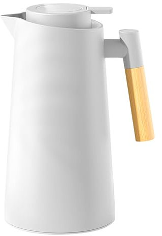 Thermal Carafe, 1000ml Glass Lined Coffee Pitcher, Water Pitcher, Tea Jug, Beverage Dispenser for Travel, Camping, Restaurant, Home, Outdoor Use, 13.5x13.5x25cm/5.3x5.3x9.8 inches