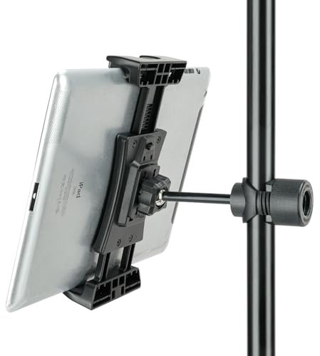 koolehaoda Tablet Holder for Mic Stand, 360° Rotatable Universal Tablet Clamp Holder Compatible with iPad Tablet Smartphone, More 4.7-12.9 Inches Devices