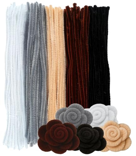 Ideen mit Herz | 100 Chenille-Drähte | Pfeifenreiniger zum Basteln | bunte Pfeifenputzer in 5 verschiedenen Farben | 30 cm lang | Ø 6 mm (Edle Farbtöne)