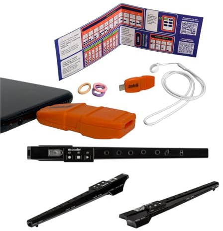 Bundle ARTinoise zefiro Pro + re.corder | flauto ibrido e controller MIDI per smartphone | App con suoni e esercizi | diteggiature personalizzabili | diverse modalità di riproduzione (Nero)