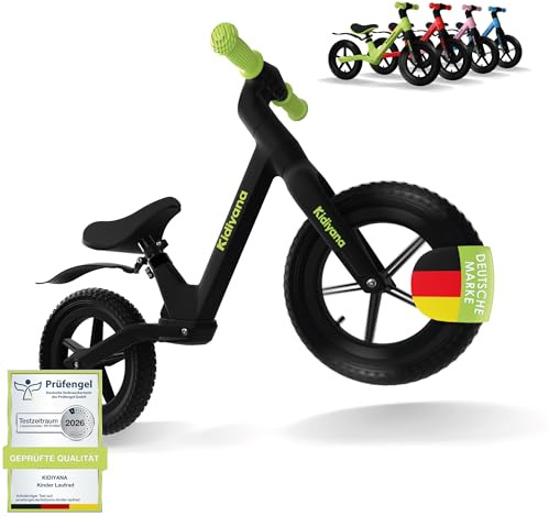 Kidiyana Kinder Laufrad Balance Bike ab 2 Jahren, Rutschfeste Luftreifen 12 Zoll, Komfortables Sitzpolster, RSA-Dämpfungssystem, Abgerundete Fußrasten, Schutzblech, Leicht & Langlebig, Sport Geschenke