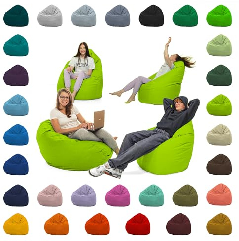 GlückBean Sitzsack XXL – Beanbag für Kinder & Erwachsene – In & Outdoor geeignet – Wasserabweisend & pflegeleicht – Gefüllt mit hochwertigen EPS-Perlen – Ideal zum Gaming & Entspannen (Kiwigrün, XL)