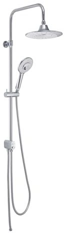 Music 00 Shower Column White and Chrome with Bluetooth Diffuser, Shower Head Diameter 23 cm, 1 Jet, Hand Shower 1 Jet, Flexible Stainless Steel 60 cm, Two-Way Diverter with Button