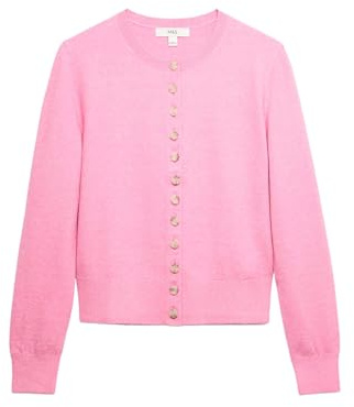 Marks & Spencer Donna Cardigan Corto in Filato Air Girocollo – vestibilità Slim
