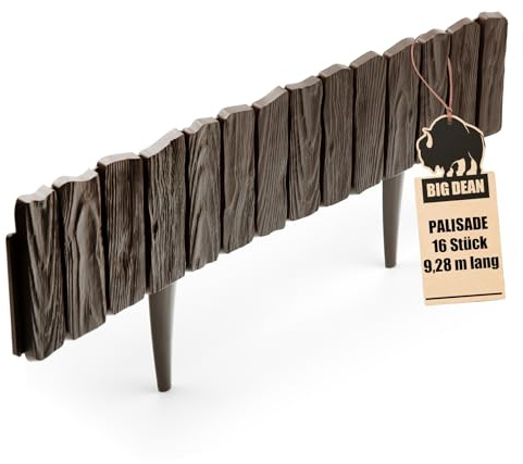 BigDean Rasenkante Kunststoff Beeteinfassung 9,28m lang 13cm hoch BRAUN | Leicht zu verarbeitende Einfassung - Made in Europe