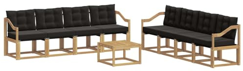 vidaXL Outdoor-Sofagarnitur mit Kissen 9 pcs Weiß und Schwarz, Moderne Garten-Couch, tolles Set für Bequeme Lounge, langlebige Möbel, stylische Terrasse