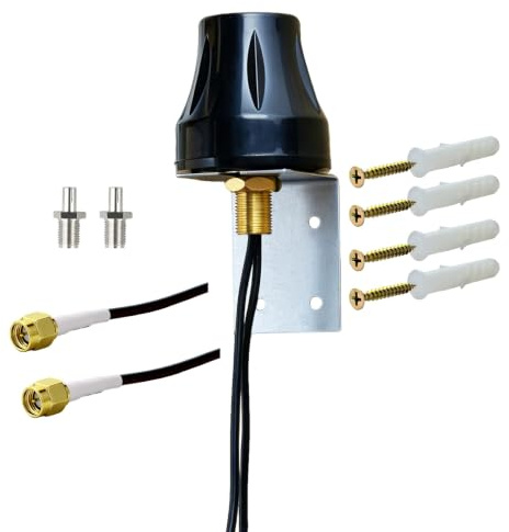 ACONRFTOL 2x2 MIMO 4G 5G LTE Außenantenne 600-6000 MHz Kompakt Omni Antenne mit 2X SMA Stecker Low Loss Kabel & 2X TS9 Adapter Outdoor Antenne für 5G/4G Router, Netgear Nighthawk Hotspot