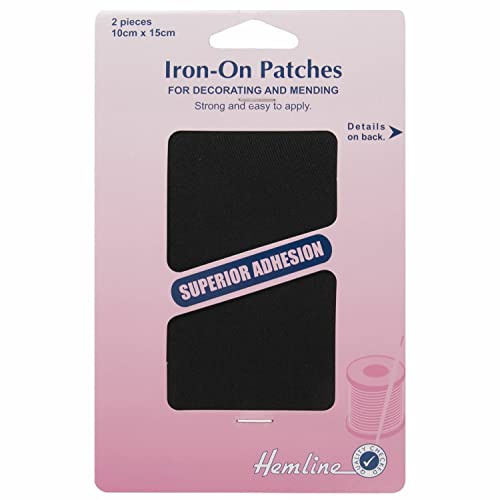 Hemline Cotton Twill Iron-On Patches - Black