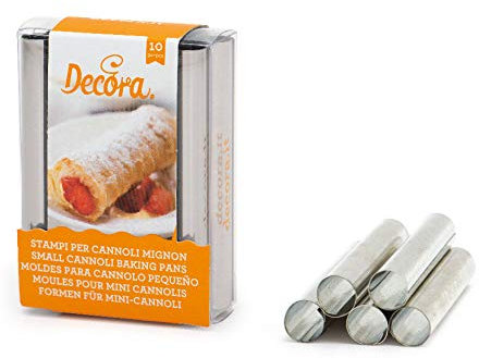 Decora Confezione Stampi cannoli mignon, ø 1,3 x 8 h cm, in acciaio inox, Confezione da 10 pezzi
