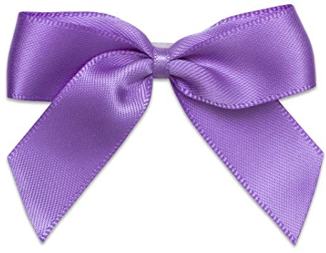 Italian Options Small Satin Ribbon Bows Self Adhesive Bow Decorations for Crafts Gift Wrap Hampers Hair Bows Wedding Stationery Floristry Christmas Cakes Crafting Lilac 12 Pack 5 cm