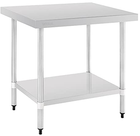 Vogue Stainless Steel Catering Prep Table with Upstand 1200 mm, Polished Stainless Steel, Easy Self Assembly, 90x120x70 cm, 1 Shelf, Commercial Kitchen Furniture, GJ507