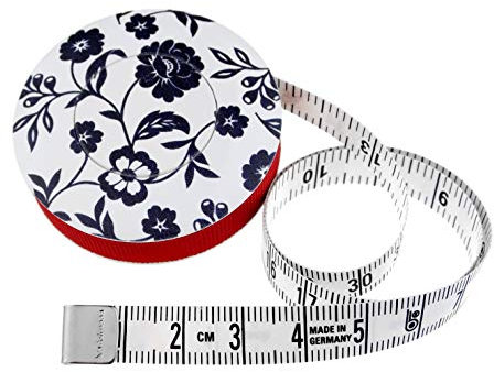 hoechstmass Balzer 80244d-s Rollmaßband rollfix Dekor Blumen, 150 cm / 60 Zoll, Größe 5 cm Maßband, ABS, Schwarz-Weiß, 5 x 5 x 1,4 cm