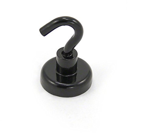 Schwarz Gestrichene Neodym -Hakenmagnet Mit M5 -Haken Für Kühlschrank, Whiteboard, Hinweis, Aktenschrank Oder Büro - 25mm Durchmesser x 36,5mm Hoch - 20kg Zug
