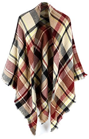 Neal LINK Damen cozy tartan schal-verpackungs-schalkragen stola m plaid karo pashmina Lila Beige one size