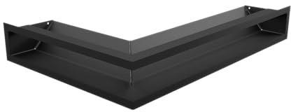 KRATKI Lüftungsgitter Warmluftgitter LUFT 9 x 40 cm schwarz Eck rechts | 45° Luftauslass, für Kaminbelüftung. Für Warmluftverteilung