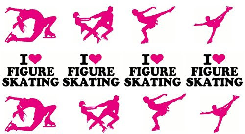 15 x 2 inch I love figure skating ice skating cupcake toppers fairy cake or muffin toppers edible icing