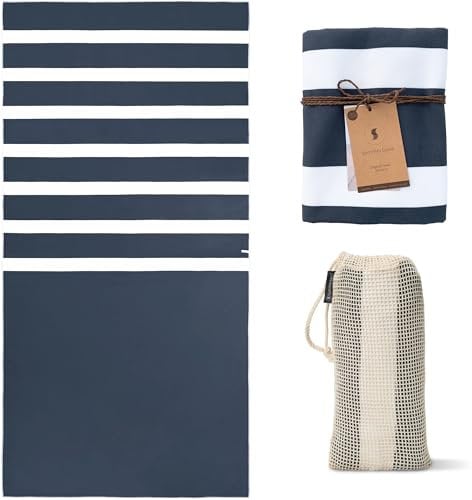 SummerSand Toalla de Playa Grande de Microfibra - De Secado Rápido y Sin Arena - Ideal como Toalla de Baño, Toalla de Viaje y Toalla de Sauna - Bolsa de Viaje Incluida – (160x80cm - Azul)
