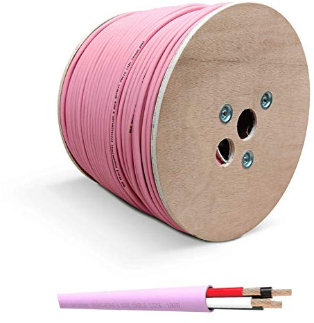 1m QED QE16/4 Pink Low Smoke Zero Halogen (LSZH/LSOH) Speaker Cable OFC Pure Copper Wire for Built-In Wall or Ceiling Installation (16/4 By The Metre)