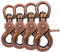 Ganzoo © Scheren-Karabiner Haken mit Dreh-Gelenk/Dreh-Kopf für Hunde-Leine/Hals-Band 4er Set, Zinkdruckguss 61mm Länge, auch für Paracord 550 / Schlüssel-Anhänger, Farbe: braun/Kupfer