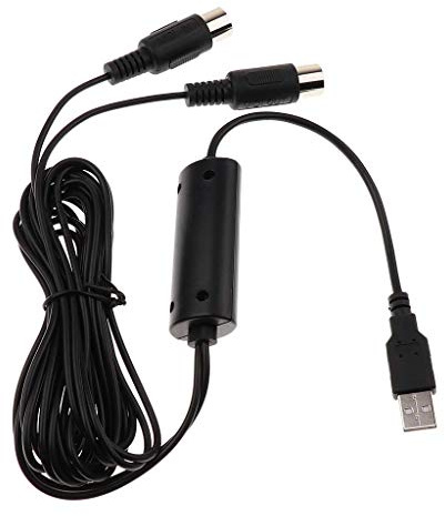 Tubayia Midi - Cable USB macho a 5 pines para piano eléctrico (negro)