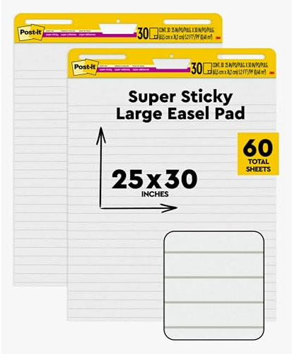 Post-it Staffeleiblock, 30 Blatt, 63,5 x 76,2 cm, ideal für virtuelle Lehrer und Schüler