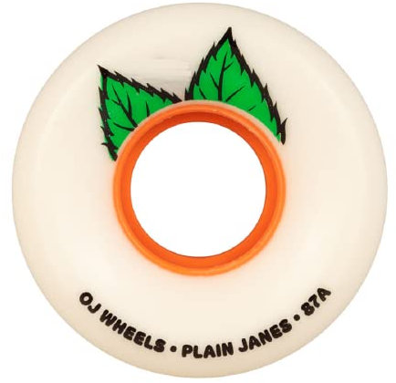 OJ Plain Jane Skateboard-Rollen mit Schlüsselrahmen, 87a, Weiß, 54 mm