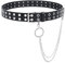 SUOSDEY Punk Gürtel Damen und Herre Ledergürtel Mit Metallkette, Mode Doppelloch Gürtel Hosen Jeans Schwarz,XL