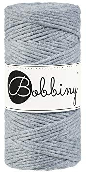 Bobbiny Makramee-Schnur, 3 mm, einlagig, silberfarben, 100 m