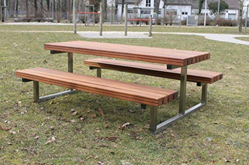 KIRCHBERGER METALL Kinder Picknickbank Holz Edelstahl Tisch Bank Kombination