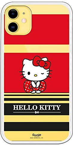 Personalaizer Schutzhülle für iPhone 11 - Hello Kitty Rote und Schwarze Streifen
