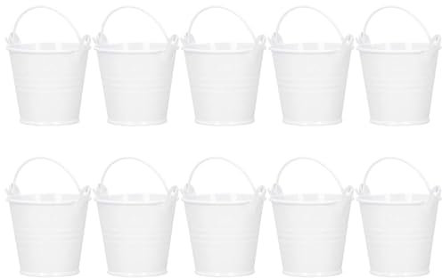 10pcs Mini Seau en Métal, Multifonctionnel d'étain, Petit Métal Seaux Boîte à Dragée Bonbonnière Pots Mini Pots de Fleurs Suspendus en Métal pour Jardinage, Plantes, Décoration de fête à la Maison