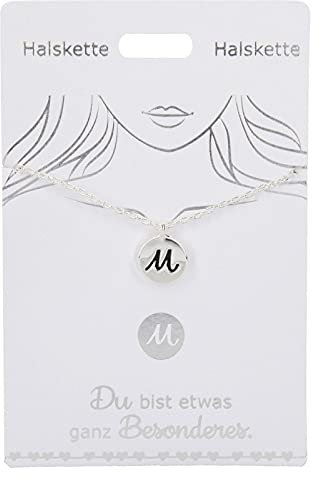 Depesche 4710-029 Halskette mit dem Buchstaben M als Anhänger, versilbert, variabel in der Länge tragbar (42 cm + 5 cm), ideal als Geschenk oder kleine Aufmerksamkeit