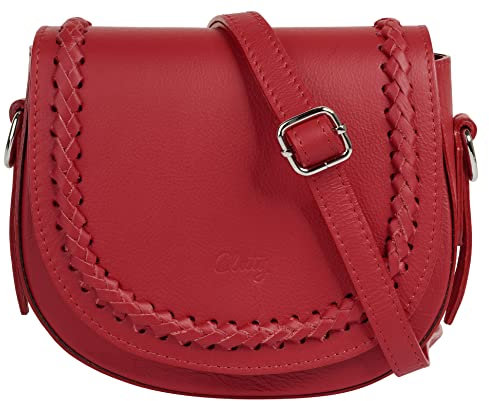 Cluty Umhängetasche echt Leder Damen | Made in Italy, Geflochtene Ledertasche, Crossbody Bag, Handtasche klein, Abendtasche für Smartphone, Umhängetasche mit Klappe | 021316