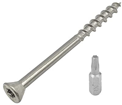 BRESKO Terrassenschrauben 4,2 x 55 mm A2 Edelstahl Senkkopf Schrauben Spanplattenschrauben Holzschraube Holzbauschrauben Konstruktionsschrauben 200 Stk.