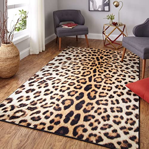 UYWEGRFK Wohnzimmer Teppich groß rutschfest Schlafzimmer Küche Teppich Sexy Wilder gelb-brauner Leo-Print Modern Designer Kurzflor Teppich 200 x 300 cm