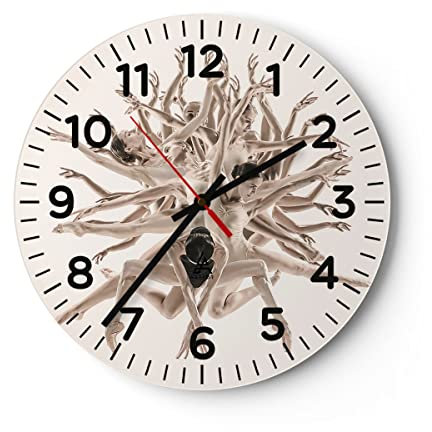 Modern Wanduhr Modern Stück Ballett 30x30cm Rund Klein Wand Uhr Glas Analog Zimmeruhren Küche Büro Wohnzimmer Glasuhr Wall Clock Dekoration Design Wanddekoration Küchenuhr C4AR30x30-4636