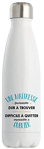 Planetee Bouteille isotherme Formidable Maitresse | Gourde Idée Cadeau Travail Boulot Métier Départ Retraite Collègue Femme