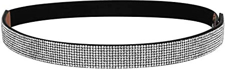 YooAi Silver Belts for Women Dress Rhinestone Skinny Elastic Waist Belt for Women Ladies Girls Black XL