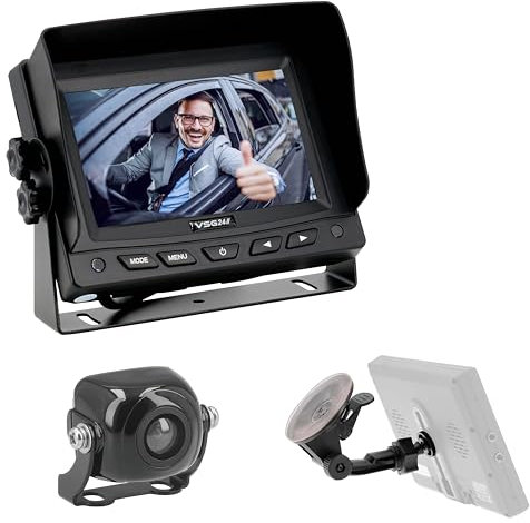 VSG24 5 Zoll Rückfahrkamera Set MAXX inkl. Mini-Kamera, Monitor, 6M Kabel - Wasserdicht Nachtsicht 12V-24V Einfache Montage/Rückfahrsystem für Auto Einparkhilfe