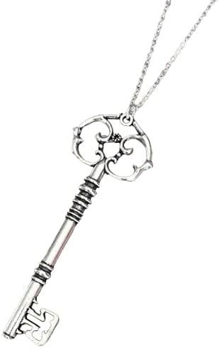 OUTLETISSIMO® Collier unisexe avec pendentif forme clé 8 cm couleur argent Cosplay rétro ET169, taglia unica, zamak, zamak